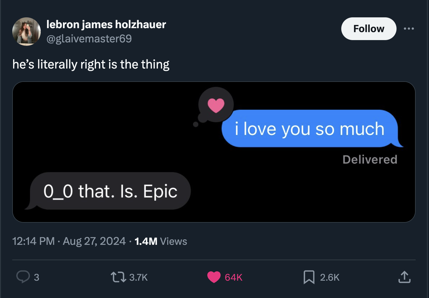 screenshot - lebron james holzhauer he's literally right is the thing 0_0 that. Is. Epic 1.4M Views 3 i love you so much Delivered 64K